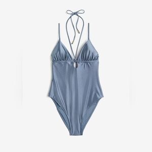 NWT H&M Slate Blue One-Piece Swimsuit with Front Tie